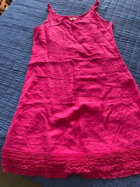 Eileen Fisher Hot Pink Linen Midi Dress